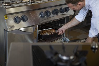 Take the veal out of the oven. 
