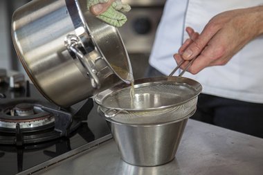 Drain through a fine sieve.