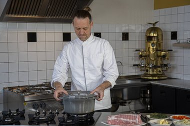 Grab a frying pan with a lid for the veal.